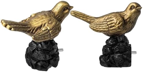Bird-Shaped Decorative Curtain Rod Finials, 1 or 7/8 Inch, Easy Install, Set of 2 – Gold