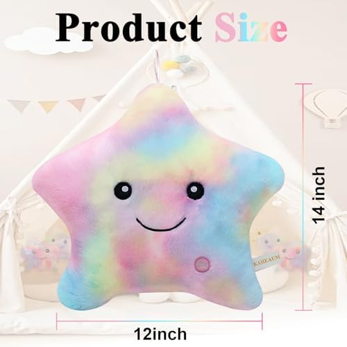 LED Night Light Up Star Pillow for Kids Plushies Boys Little Girls Room Decor Adults Children Birthday, Cute Stuffed Animals,Glow in Dark Plush Toy Couch Throw Pillows Colorful