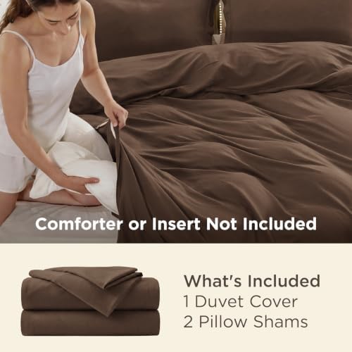 Bedsure Oversized King Duvet Cover, Double Brushed Bedding Set, Dark Brown