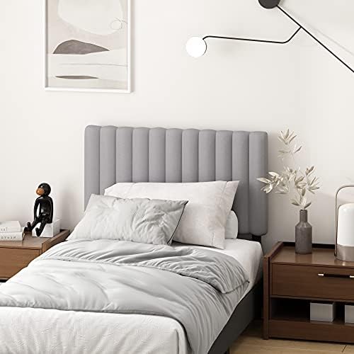 Furinno Roanne Upholstered Tufted Headboard, Glacier, Twin