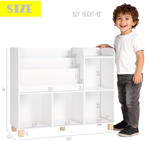Spirich Kids Bookshelf and Toy Storage, Child Cube Organizer Bookcase Shelf
