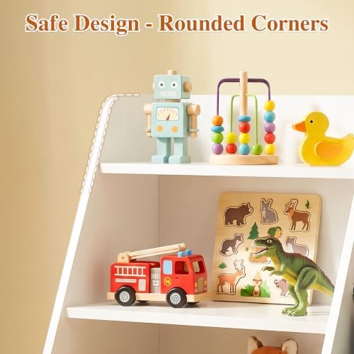 Montessori Bookshelf Toy Storage Organizer for Kids & Toddlers – Front-Facing Display with Removable Fabric Bins, Keeps Playroom Tidy, Perfect for Preschoolers, Space-Saving 32"W x 16"D x 32"H