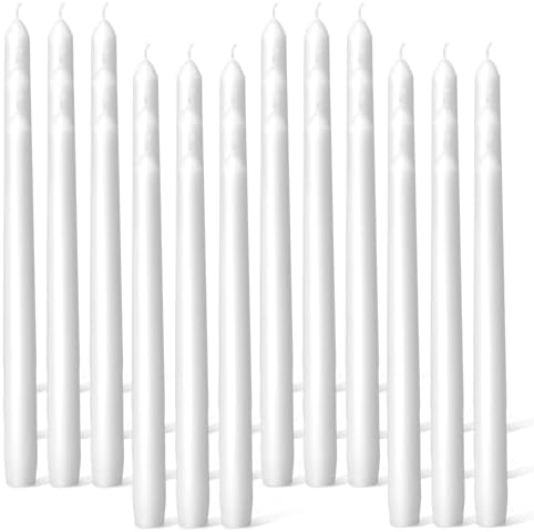 Everymoment White Taper Candles - 36 Pack 10 Inch Candlesticks - Dripless & Smokeless for 8 Hours - Unscented Paraffin Wax - Perfect for Wedding Christmas Halloween Holiday Dinner Table & Home Decor