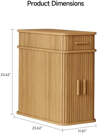 ONBRILL Fluted End Table, Narrow Side Table, 23.62" H, Caramel Color