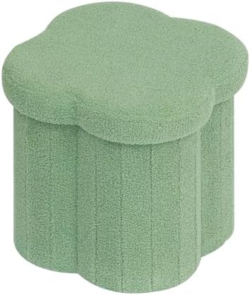B FSOBEIIALEO Storage Ottoman Cube, 15" Flower Shaped Ottomans, Green