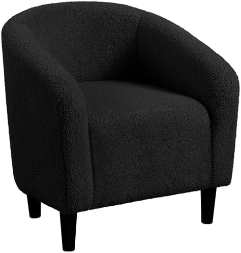 Yaheetech Small 25.5in Wide Sherpa Barrel Accent Chair for Bedroom, Black