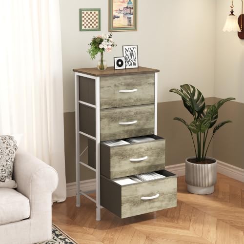 Sweetcrispy 4 Drawer Dresser, Tall Storage Cabinet for Bedroom and Closet