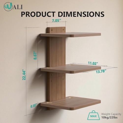 WALI 3 Tier Floating TV Wall Shelf for Projector, DVD Player