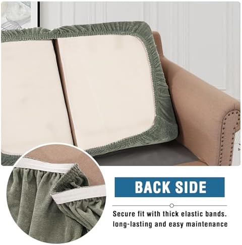 H.VERSAILTEX 2 Cushion Couch Covers for Sofa Stretch Mixed-Color Chenille Couch Covers for Dogs Thick Soft Durable Sofa Slipcovers All Seasons Universal(2 Seater Loveseat Cushion Cover,Tea Tree)