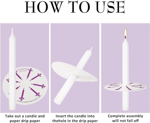 YOROXRG 200 pcs Church Candles with Drip Protectors for Devotional Candlelight Vigil Service, Unscented White 5" H X 1/2" D, No Smoke, Shabbat, Praye