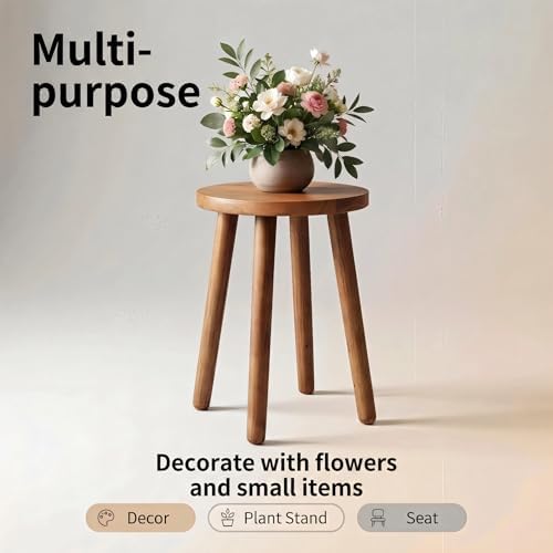 Stools Chair dining chair Dressing wooden stool shower stool Stool Kitchen Bar Stool Side wood Table Round Wooden Bedroom Living Room Dining Table Dining Room Bar plant stand (walnut color)