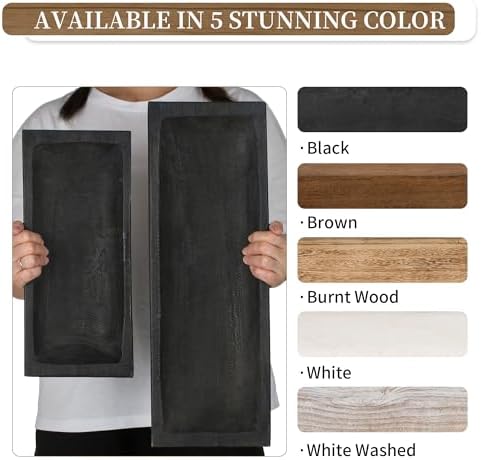 Hanobe Large Wood Decorative Dough Bowl for Coffee Table Decor, 20" Black