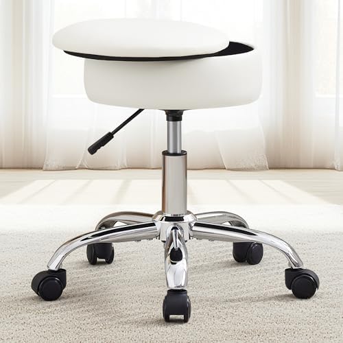Adjustable Vanity Stool Storage Swivel Rolling Vanity Chair with Wheels