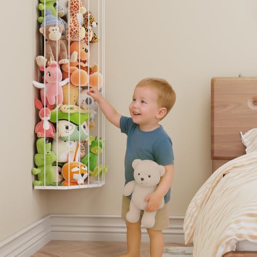 BBLIKE Stuffed Animal Storage, Corner Plush Toy Organizer with Hardware
