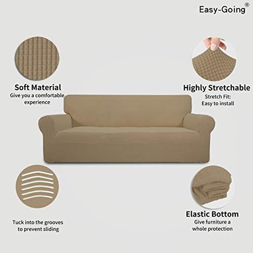 Easy-Going Stretch Oversized Sofa Couch Slipcover Washable Tan