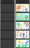 Watersay 2 Pcs Storage Pocket Chart for Classroom, 5 Pockets, Black