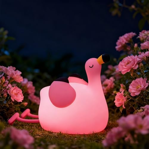 Flamingo Night Light for Kids, Rechargeable Lamp for Girls Room Decor