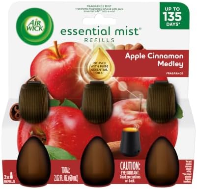 Air Wick Essential Mist Diffuser Oil Refill, Apple Cinnamon Medley, 1.14 Fl Oz (Pack of 18)
