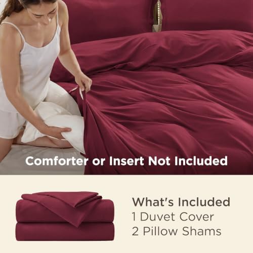 Bedsure Duvet Cover Full Size, Soft Double Brushed Bedding Set, 3Pcs, Red
