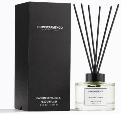 Cashmere Vanilla Reed Diffuser Set - Premium Fragrance Reed Diffuser for Home, Office, Bathroom & Kitchen, Long-Lasting Non-Toxic Essential Oil Diffuser, Home Décor, 5.63 oz (160ml)