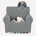 YEMYHOM Couch Cover Latest Jacquard Design High Stretch Sofa Chair Covers for Living Room, Pet Dog Cat Proof Armchair Slipcover Non Slip Elastic Furniture Protector (Small, Begonia Leaf Dark Gray)
