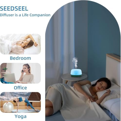 SEEDSEEL 300ML Essential Oil Diffuser with Remote, USB-C Cord, 7 LED Colors