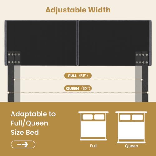 GIANTEX Linen Upholstered Headboard for Queen Full Size Bed, Dark Grey