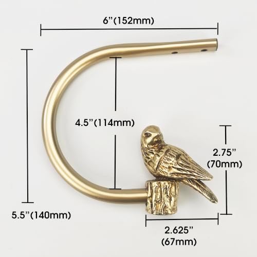 Curtain Drapery Holdbacks with Bird Design, Wall Mount Drapery Hooks Holders, Set of 2, Gold, Large Size(4.5'' Inner Diameter)