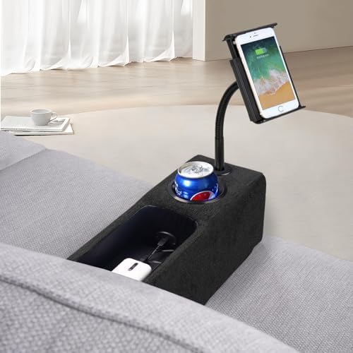 Multifunctional Sofa Armrest, Couch Armrest with Wireless Charge Stand, Removable Couch Caddy with Storage,Including LED Reading Light