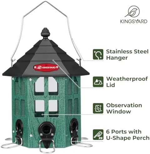 Kingsyard Hopper Bird Feeders for Outdoors Hanging, Squirrel-Proof