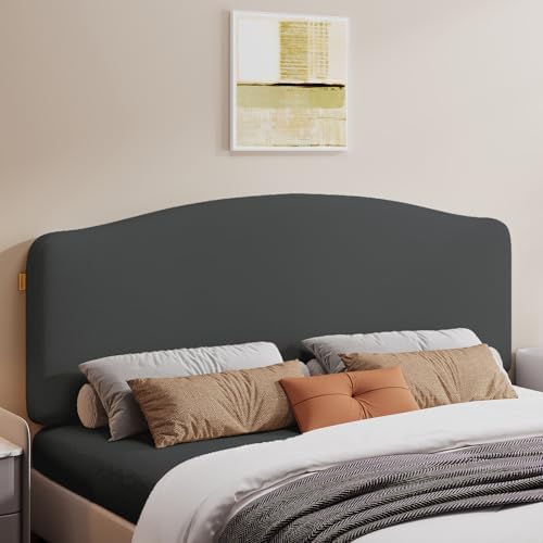 Pinmoco King Upholstered Headboard, Height Adjustable Velvet, Dark Grey