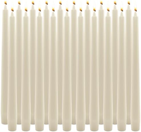 20 Pack Ivory Taper Candles, 10 Inch, Unscented