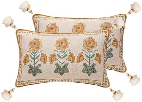 patdrea Designer French Vintage Pillow Cover,12"x20",Set of 2