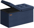 SONGMICS 30 Inches Storage Ottoman, Foldable Bench with Flipping Lid