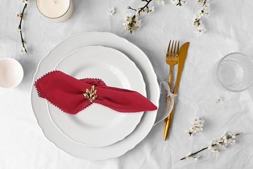 Accent Home Red Lace Cloth Napkins, Set of 6, 18x18 Inches