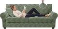 ZNSAYOTX 3 Piece Stretch Couch Covers (72"-90") New-Rectangle Texture, Thick Sofa Covers for 2 Cushion Couch Universal Sofa Slip Cover with Elastic Bottom & Buckle, Washable Protector Army Green