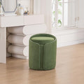 Storage Vanity Stool with Gold Base Comfy Vanity Chair Modern Round Stool for Makeup Vanity Ottoman Foot Rest for Bedroom livingroom, Green