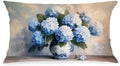 Blue Chinoiserie Hydrangea Floral Lumbar Pillow Cover 12x20 Double-Sided, Grandmillennial Decor, Vintage Farmhouse Spring Flower Decorative Throw Pillow Cover for Living Room Home Bedroom