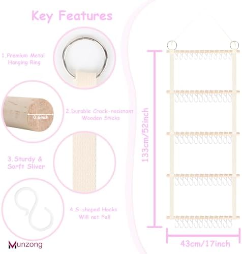 Munzong Headband Holder 52x17 inch, Beige Bow Organizer for Baby Girls