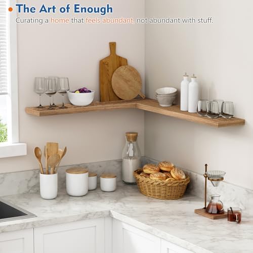 Elm Floating Shelves for Wall 36 Inch x 8 Deep, Long Wall Shelf for Bedroom