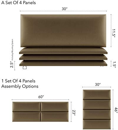 Vänt Wall Mounted Headboard Panels, Queen/Full, Metallic Gold