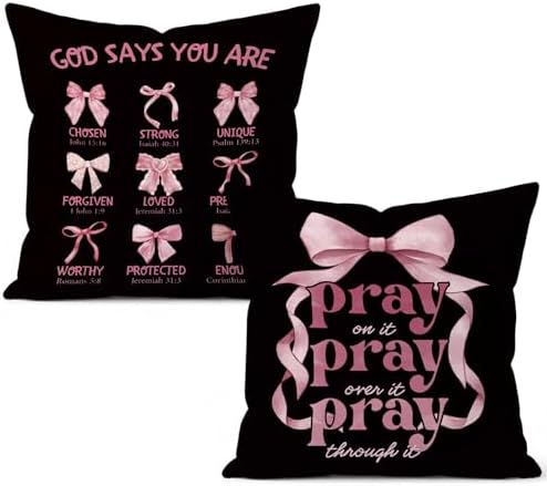 Black and Pink Room Decor Pillow Cover 18x18 Set of 2