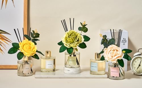 Cocorina Reed Diffuser Set, Flower Reed Diffuser Cashmere Vanilla, Scented Diffuser with Sticks Home Fragrance Essential Oil for Bathroom Shelf Decor, Living Room, Large Room, Rose/6.7 Ounce/1pack