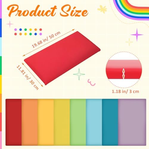 8 Pack Wall Padding Headboard 19.69" x 11.81" x 1.18" Rainbow Colors
