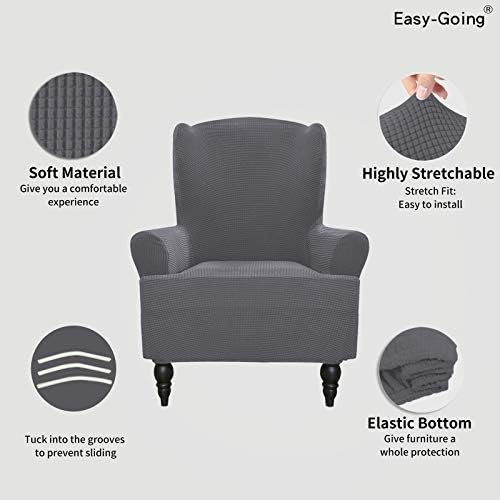 Easy-Going Stretch Wingback Chair Sofa Slipcover Gray