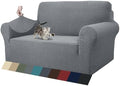 ZNSAYOTX 1 Piece Jacquard Couch Covers for 2 Cushion Couch High Stretch Loveseat Slipcover for Pets Dogs Anti Slip Love Seat Sofa Slipcover Furniture Protector (Loveseat, Light Grey)