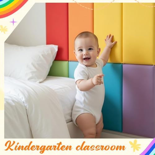 8 Pack Wall Padding Headboard 23.62" x 11.81" x 1.18" Rainbow Colors