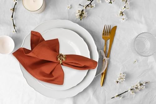Accent Home 100% Cotton Napkins, Delicate Cloth Napkins for Dinners - Rust