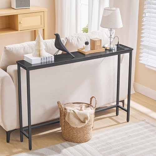 HOOBRO Narrow Console Table with Power Outlets, 44.9 Inches Sofa Table Slim