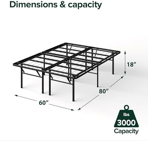 Zinus Premium SmartBase 4 Extra Inches high for Under-bed Storage/Mattress Foundation/Platform Bed Frame/Box Spring Replacement/Quiet Noise-Free, Queen, Black (OLB-SB13-18Q)